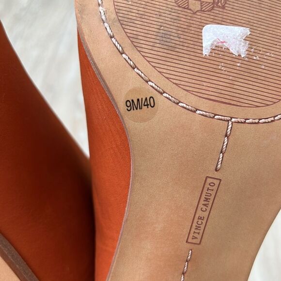 Vince Camuto Leather Peep-Toe Heeled Sandals Kaisly Burnt Orange - Picture 13 of 13